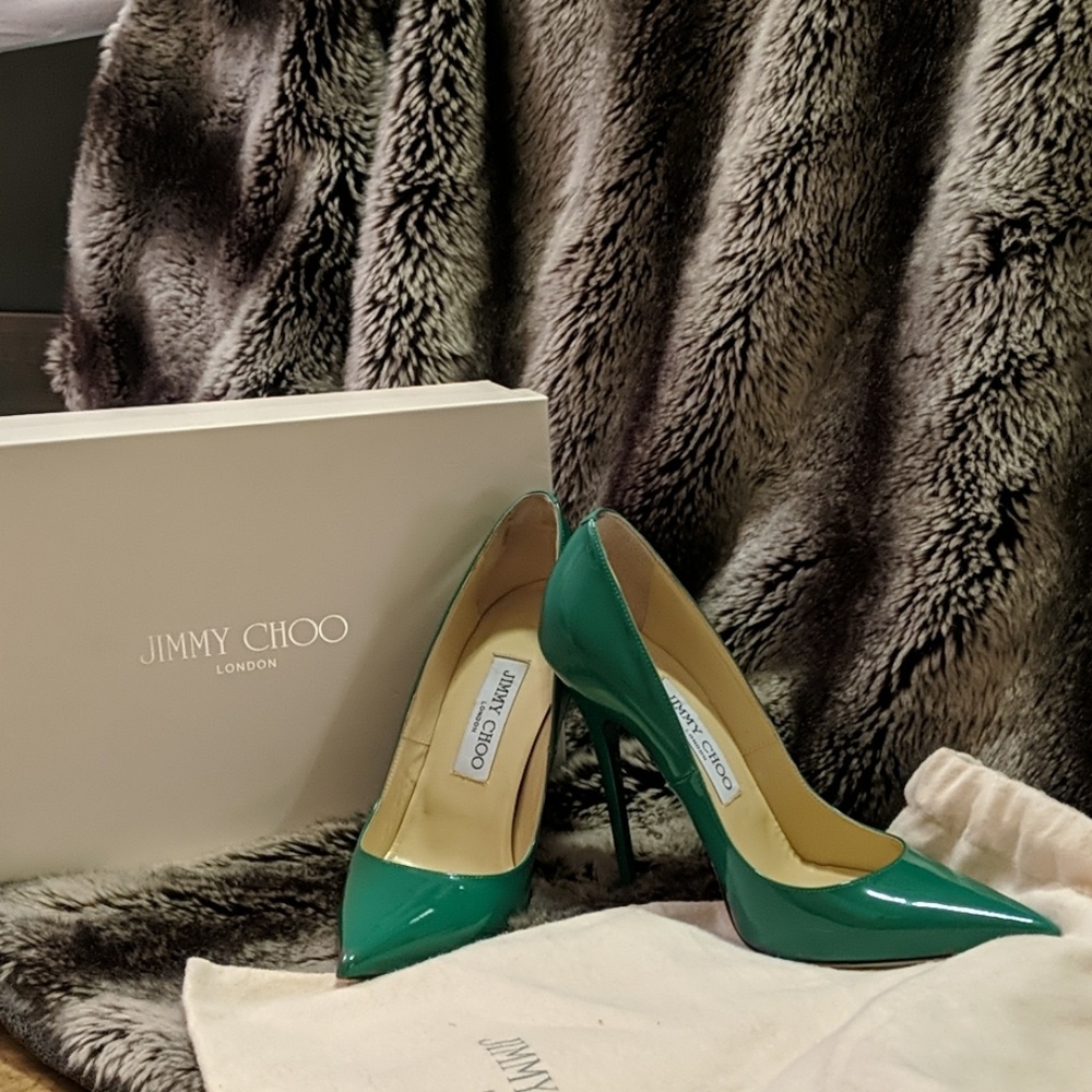 EUC Jimmy Choo Anouk 120mm Jade Pumps